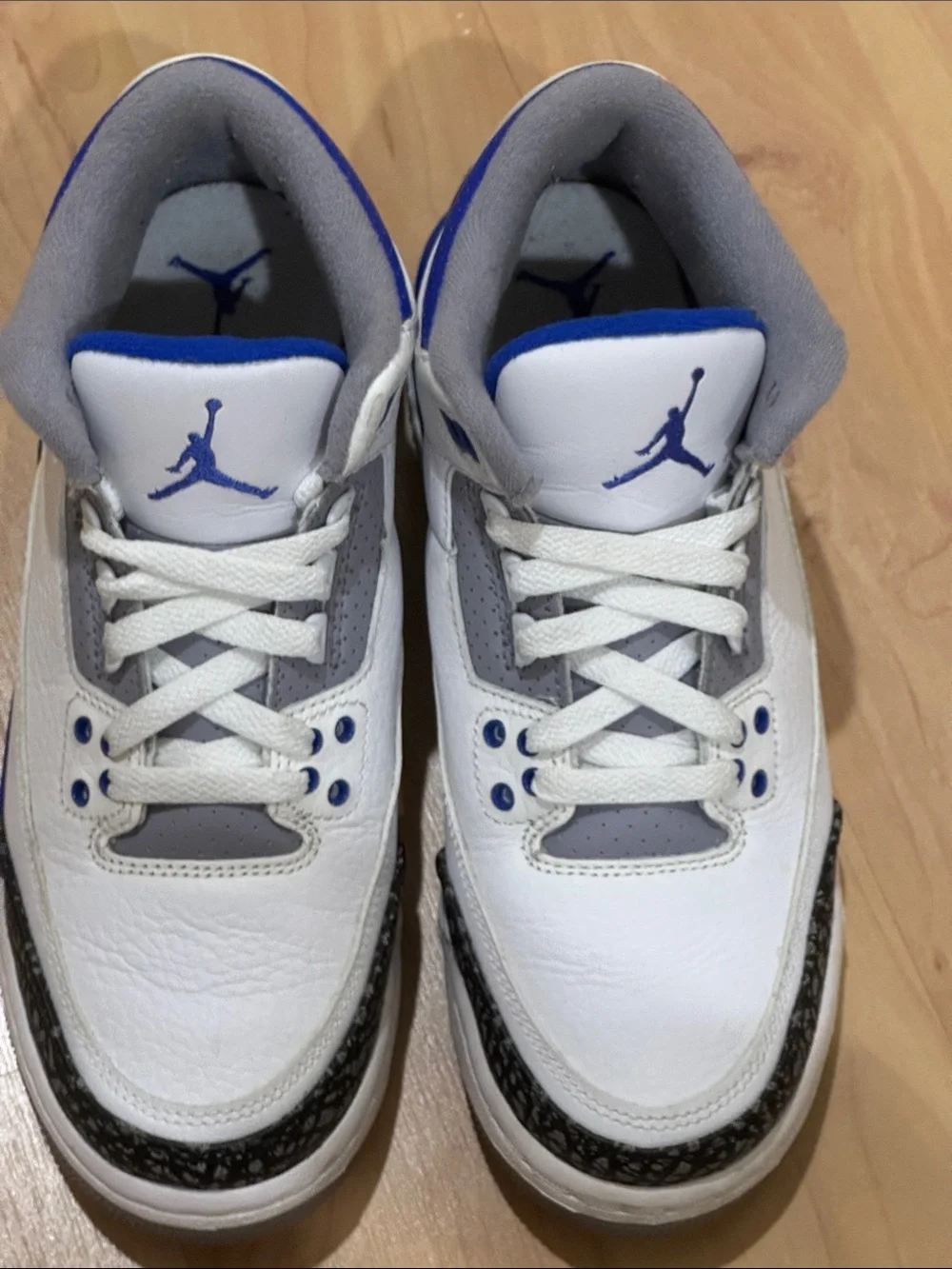 Jordan Retro Kids' White, Gray & Royal Blue Sneakers - Picture 5 of 5
